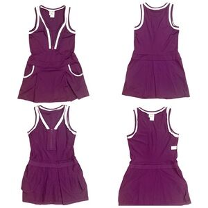 Lacoste Izon Alligator Devanlay Sleeveless Tennis Dress Zipper Eggplant Purple